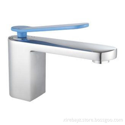 Blue Color Single Lever Basin Mixer Taps Deck Mounted Bras
